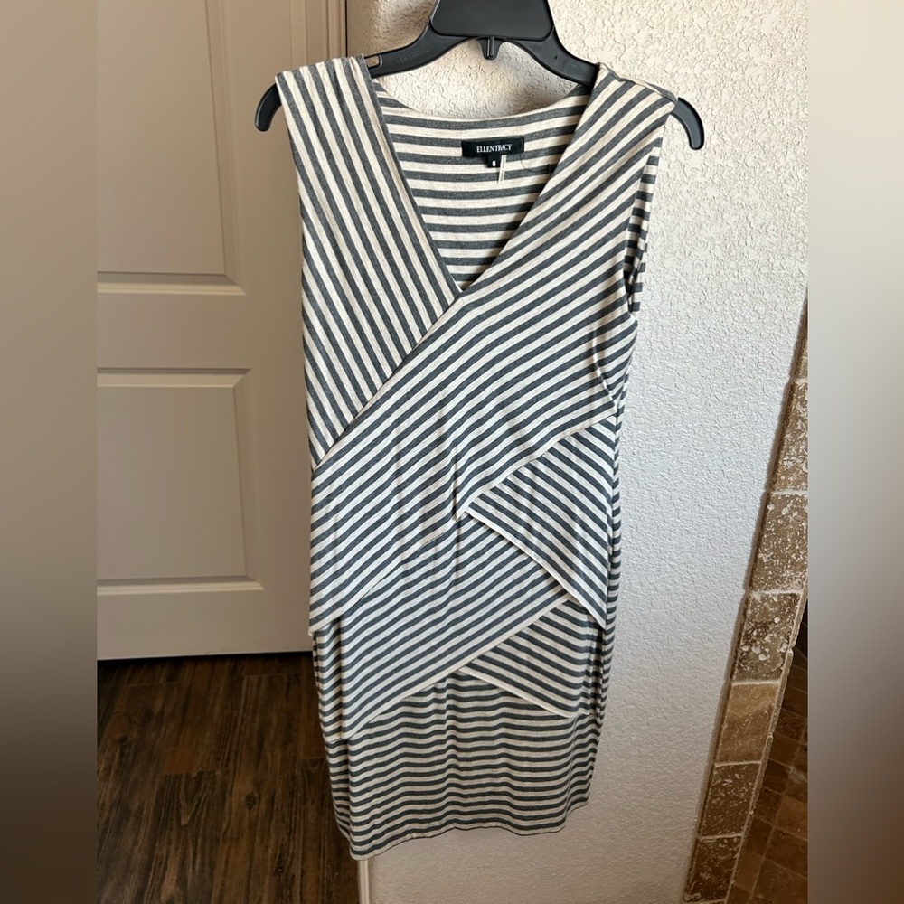 Brand new gray and came t shirt fabric dress. Ellen Tracy
